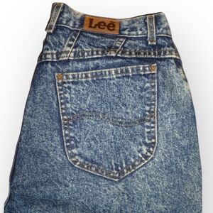 Vintage Lee Acid Wash Blue Jeans Sz 8 S (27x28) High Rise Denim EUC